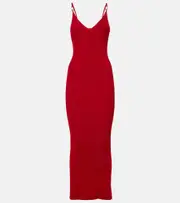 [Versace] Versace Ribbed-knit slip dress AU 12 red