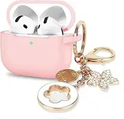 Compatible with Airpods 4 Cases 2024 Cover,Case Fit for Case Apple Airpods 4 Generation with Cute Keychain, for Women and Girls, 【Pink】