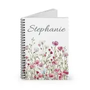 Custom Name Spring Wildflowers Spiral Notebook Ruled Line Flower Floral Boho