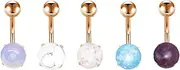 [KanDuo] Belly Button Rings Body Piercing Jewelry, Belly Button Rings 5 Pieces/Set 14g Barbell Rings Geometric Belly Button Piercing Body Jewelry for Women 1.6 * 10 * 5mm