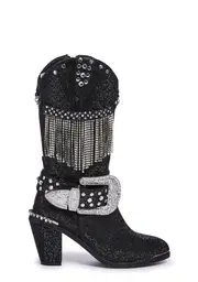 [Club Exx] Fringe Sheriff Shine Cowboy Boots - Black