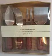 Cheese Utensils Set of 4 "Ustensiles De Fromage" New In Package Charcuterie Wood