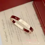 二手 CARTIER 卡地亞 LOVE系列 18K 玫瑰金/白金 寬版 手環 無鑽款 手鐲