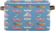 Cute Cartoon Boats Blue Open Home Storage Bins, Decorative Foldable Bins for Storage for Home