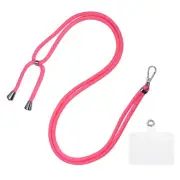 Phone Lanyard Neck Lanyard with Transparent Patch Fluorescent Rose Red