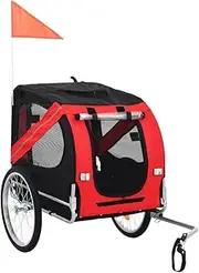 Pet Bike Trailer Red and Black Dog Cat Bicycle Carrier Stroller Outdoor Travel
