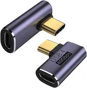 2 Pack 40Gbps Right Angle USB C Adapter, 90 Degree USB C Male to Female Adapter, 100W Fast Charging for Mac Book, Supports 8K@60Hz Video Transmission, Compatible with Thun derbolt 3/4 and USB4