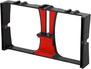 Caruner Smartphone Vlogging Live Broadcast Video Rig Filmmaking Recording Handle Stabilizer Bracket, Red, Red, Small