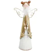 LVD Metal Pretty Angel w/ Star Christmas Decoration 20cm - White/Gold
