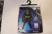BOYS BATMAN COSTUME, NEW. MEDIUM, SIZE 8-10. COSTUME HAS JUMPSUIT, CAPE & MASK.