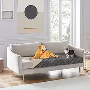 Waterproof Dog Bed Cover for Dogs Washable, Waterproof Couch Covers for Pets Blanket for Couch Pet Cover Anti-Slip Pet Blanket with Grey & Beige Design for Furniture Protection(30x70in/75x180cm,Grey)