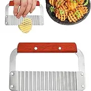 Crinkle Cutter for Veggies - Wavy Vegetable Cutter Stainless Steel,Multi-Functional French Fry Cutter Wavy Cutting Tool for Home Kitchen Cucumber Carrot
