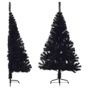Artificial Black Half Christmas Tree 150cm PVC Easy Set Up Holiday Decor