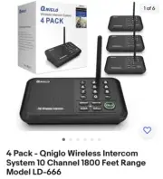 4 Pack - Qniglo Wireless Intercom System 10 Channel 1800 Feet Range Model LD-666