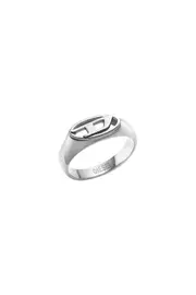 [Diesel] Diesel - Stainless Steel Signet Ring - Rings - Unisex - Silver 7 Silver