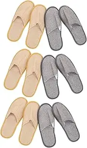 Healvian Disposable Slippers 6 Pairs Linen Home Guest Hotel Motel Party Visitor Shoes