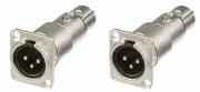 2 Neutrik NA3MDF 3 Pin Mic XLR Male to Female Adapter Feed / Pass Thru Converter