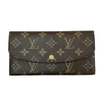 【二手名牌BRAND OFF】LOUIS VUITTON LV 路易威登 棕色 原花 PVC塗層帆布 EMILIE 扣式長夾 M61289