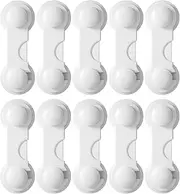 Cabinet Door Locks for Baby Proof and Child Safety, 10 Pack Cabinet Locks with Adhesive for Drawer Cupboards Fridge Oven Closet and Pantry, Childproof Door Latch for Protecting Kids Toddler and Infant