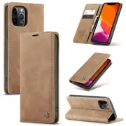 CaseMe iPhone 15 Pro Classic PU Leather Folio Case Cover Apple 15Pro [Brown]
