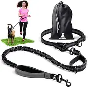 SparklyPets Hands-Free Dog Leash for Medium and Large Dogs - Professional Harness with Reflective Stitches for Training, Walking, Jogging and Running Your Pet (Grey)