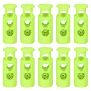30Pcs 4mm Cord Lock Plastic Double Hole Spring Toggle Stoppers, Light Green