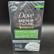 Dove Men+ Care Soap Bar 6 Ct Minerals Sage Reviving Shower Care Hand Body Face