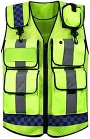 Safety Vest Reflective Vest Motorcycle Reflective Suit, Safety Reflective Vest Breathable Mesh Fabric Security Vest (Color : Green, Size : One Size)
