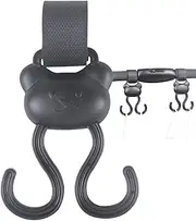 Baby Stroller Hooks, Cartoon Bear Double Carabiner Clip Adjustable Loop Fastener, Non-Slip Baby Travel Supplies, Outdoor Stroller Accessories for Shopping