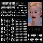 1066 Pcs Face Gems for Women, Gems for Makeup, Rhinestones for Face,Fabric Gems for Decorate Clothing, Angel Face Gems Silver for DIY, Facial Nail Makeup Decoration