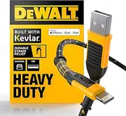 DeWalt Lightning to USB Charge and Sync Cable 4 ft. Black/Yellow