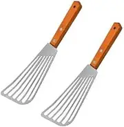1/2/3 Fish Spatula Stainless Steel Fish Turner Spatula with Wooden Handle Slotted Metal Spatula Slotted Spatula Turner for Flipping Frying Grilling Cooking