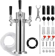 Hilangsan 3 Taps Beer Tower Kegerator Tower Keg Tower Stainless Steel Beer Tower Dispenser Beer Tap Faucet Kegerator Parts Beer Tap Tower Kegerator Tap Kit with Spring Pre-Installed Beer Lines