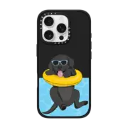 iPhone 16 Pro Impact Case MagSafe Compatible Swimming Black Labrador