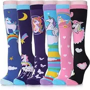 [MQELONG] Girls Knee High Socks Cute Animal Novelty Pattern Cotton Over Calf Socks