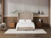 My Style Winged Headboard & Slimline Base - Double / Natural / Drawer Base
