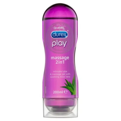 Durex Play Massage 2 in 1 Lube 200mL - Soothing Aloe Vera Water-Based Lubricant