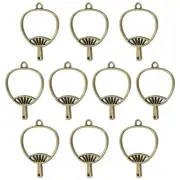 10Pcs Fan Shaped Alloy Open Back Bezel Pendants Resin Frame, Bronze