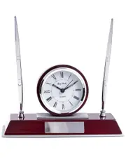 Bey-Berk Dresden Lacquered Rosewood Quartz Desk Clock
