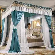 Four Poster Mosquito Net Double Layer Princess Canopy for Girls Bed Double Bed Canopy Girls Bedroom Canopy for King Size Bed with Bracket(Size:1.8×2.2m/5.9×7.2ft)