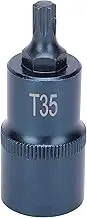 T35 22×55 mm Star Screw Driver Bit Socket, S2 Alloy Steel with 58-60 Hardness, Blue Treated One Piece Forged Design, Anti Slip Inner Wall for Automotive