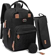 Dikaslon Diaper Bag Backpack with Portable Changing Pad, Pacifier Case and Stroller Straps, Large Unisex Baby Bags for Boys Girls, Multipurpose Travel Back Pack Moms Dads