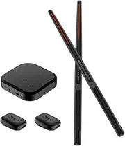 Blelsa Electronic Drumsticks Air Drum Stick with 2 Foot Pedals 16D Speaker Dsp Level Sound Card Low Delay Portable Electric Rhythm Drum Sticks for Beginners Adults Professional Drummer Student Black