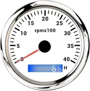 PMGMZPGPMA 85mm Car Boat Tachometer Gauge LCD Hour Meter 3000 4000 6000 8000 RPM12V/24V 7Colors Backlight Tacho Sensor Marine Tacho Meters Automobile Tachometer(WS 4000RPM)