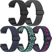 [VNDAPT] Elastic Watch Bands 16mm 18mm Quick Release Replacement Wristband, Adjustable Stretchy Nylon Watch Strap Sports Band for Men Women, 5 Packs