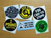 6-pack Funny Hard Hat Stickers | Zip Tie Cant Fix Stupid Fkr in Charge Sarcastic