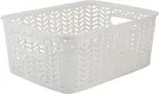 Small Herringbone Bin Storage Tote Basket Organizer Decorative, Good for Closets