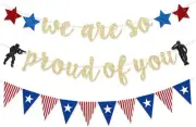 Military Going Away Party Decorations for Gold Glitter We are So Proud glod