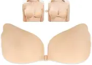 [FQQF] Adhesive Bra Push Up, Reusable Invisible Bra Silicone, Strapless Bra Backless, Comfortable Backless Adhesive Bra with Push-Up Effect for Perfect Fit (Cup Size: B), m, Medium