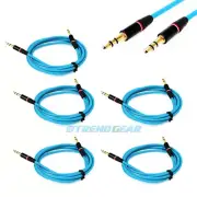 5X 4FT 3.5MM AUX JACK MALE AUDIO STEREO CABLE CORD AQUA FOR IPHONE 5S 5C 5 IPOD